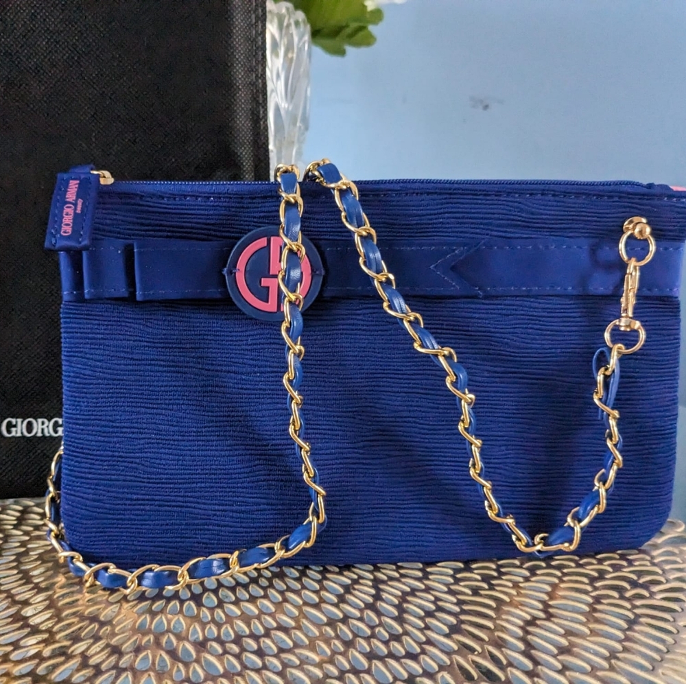 Giorgio Armani Royal Blue Clutch with Gold Accents - Picture 2 of 8